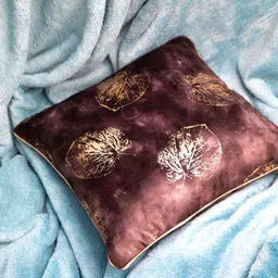 STUDIOHMK Maroon Foil Printed Velvet Square Cushion Cover-18