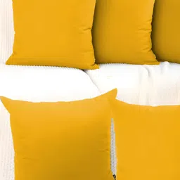 DADDY COOL Yellow 5 Pieces Velvet Filled Cushions With Cover-36