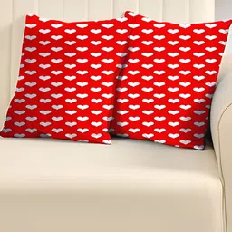 DADDY COOL Red & White 2 Pieces Printed Microfiber Filled Cushions-image-87