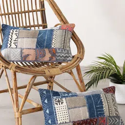 HANDICRAFT PALACE Blue & Beige Rectangle Cushion Covers-picture-36
