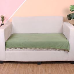 STITCHNEST Olive Green & Beige Self Design 1 Seater Sofa Cover-image-99