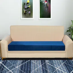 RRC Blue Solid Velvet 3 Seater Sofa Cover-image-26