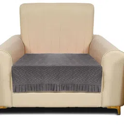 RRC Grey Velvet 1 Seater Sofa Cover with Frill-image-57