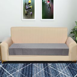 RRC Grey Solid Velvet 3 Pieces Sofa Cover-18