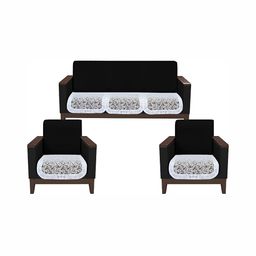 Stylista White 5 Pieces Floral Printed Velvet Sofa Cover-image-129