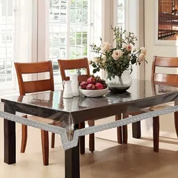 Aura Silver-Toned 4-Seater Embellished Table Cover-44