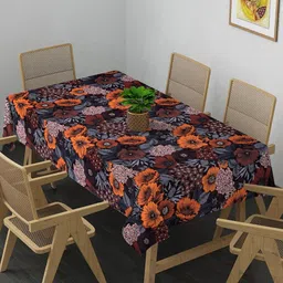 KLOTTHE Grey Set of 6 Floral 6-Seater Table Cover with Embellished details-6