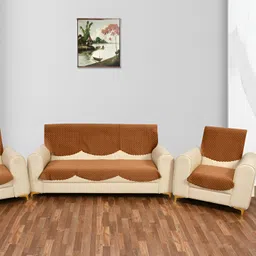 hargunz Brown 6 Pieces Velvet Sofa Cover-image-83