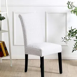 HOUSE OF QUIRK Pack of 6 Grey Printed Removable Chair Cover-24