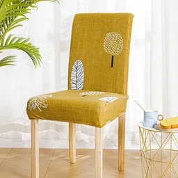 HOUSE OF QUIRK Set Of 2 Yellow Printed Chair Cover-31