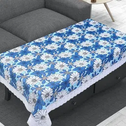 Dakshya Industries Blue & White Flower Printed Waterproof Table Cover-27