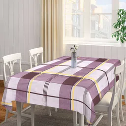 Arrabi Purple & Brown Checked 8-Seater Table Cover-image-14