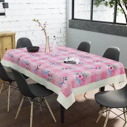 Clasiko Pink & Blue Floral Printed Rectangular 6-Seater Table Cover-21