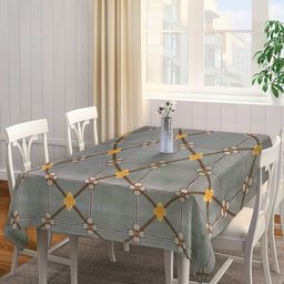 Arrabi Grey & Brown Geometric 6-Seater Table Cover-5