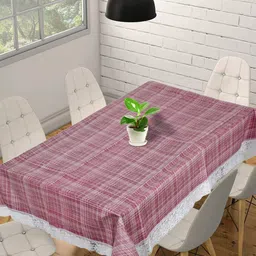 Kuber Industries Pink & White Printed 6 Seater Table Cover-43