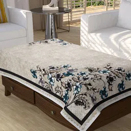 BIGGER FISH Cream Floral Printed Rectangle 4 Seater Centre Table Cover-image-18