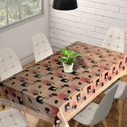 Kuber Industries Golden & Pink Printed 6-Seater Table Cover-49