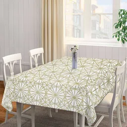 Arrabi Green & Grey Geometric Printed 6-Seater Table Cover-3