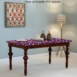 Stylista Purple & White Floral Printed Plastic 4 Seater Table Cover-14