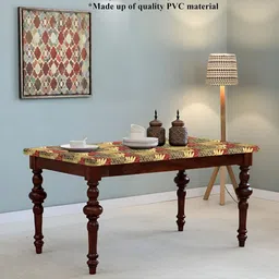 Stylista Yellow Red & Beige Floral Printed 4-Seater Table Cover-14