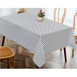 OASIS Black & White Cotton 4-Seater Table Cover-image-40