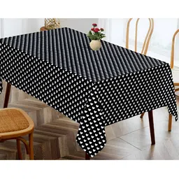 OASIS Black Printed Cotton 4-Seater Table Cover-image-54