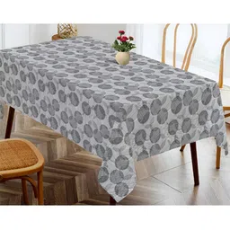 OASIS Black & Grey Geometric Printed Cotton Rectangular Shaped 4 Seater Table Cover-2