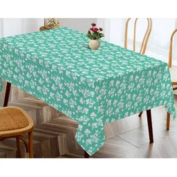 OASIS Green & White Floral Printed Cotton Rectangle Table Cover-17