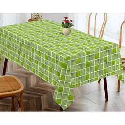 OASIS Green & White Geometric Printed Cotton Rectangular Shaped 4 Seater Table Cover-20