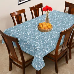 OASIS Blue & White Cotton 6-Seater Table Cover-image-67