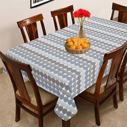 OASIS Grey & Blue Geometric Cotton 6-Seater Table Cover-image-57
