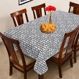 OASIS Grey & Black Cotton 6 Seater Table Cover-image-51