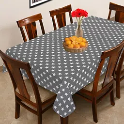OASIS Grey & White Cotton 6-Seater Table Cover-image-46