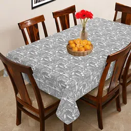 OASIS Grey & White Cotton 6-Seater Table Cover-image-54