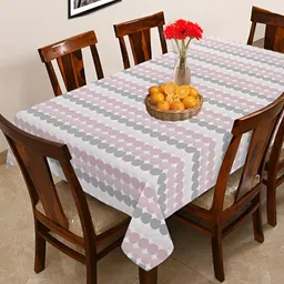 OASIS Pink & White Cotton 6-Seater Table Cover-image-76