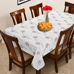 OASIS Pink & White Floral Printed Cotton 6-Seater Table Cover-13
