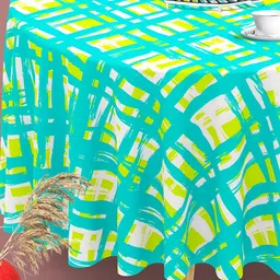 ArtzFolio Green & Yellow Anti-Slip Round 6-Seater Table Cover image 1