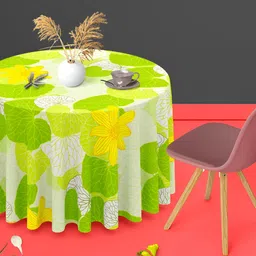 ArtzFolio Green & Yellow Printed Anti Slip Round Table Cover image 3