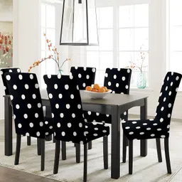Lazi Black & White 4 Piece Printed Stretchable Chair Covers-20