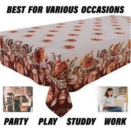 Kuber Industries Set of 5 Cream & Maroon Printed 5 Seater Sofa Table Cover Set image 4