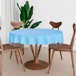 Kuber Industries Blue Waterproof Round 6-Seater Table Cover-image-33