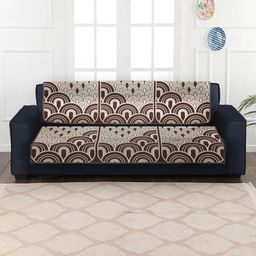 MULTITEX Brown 10 Pcs Geometric Jacquard 5-Seater Sofa Covers-25