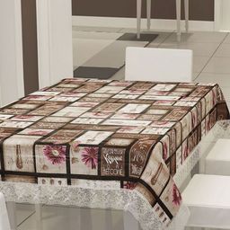 Dakshya Industries Rust & White Waterproof Rectangle 6-Seater Table Cover-26