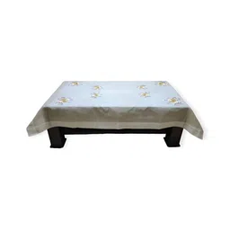 MONKDECOR Blue & Yellow Floral Embroidered Table Cover-11