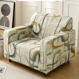HOKIPO Beige & Grey Printed Polyester Sofa Cover-image-99