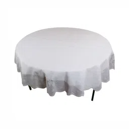 MONKDECOR White Floral Cotton 4 Seater Round Table Cover-image-76