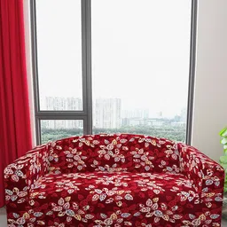 DREAM CARE Blue & Maroon Printed Waterproof & Flexible 3-Seater Sofa Cover-image-56