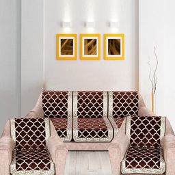 Nendle Brown Damask Printed Velvet 5 Seater Sofa Covers-image-48