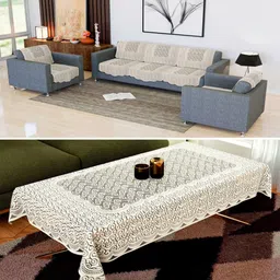 Kuber Industries Cream-Coloured 11 Pieces Printed Cotton Sofa Cover & Table Cover-image-76