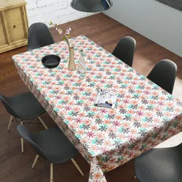 LooMantha Green Ethnic Motifs Waterproof Plastic 6-Seater Table Cover-10